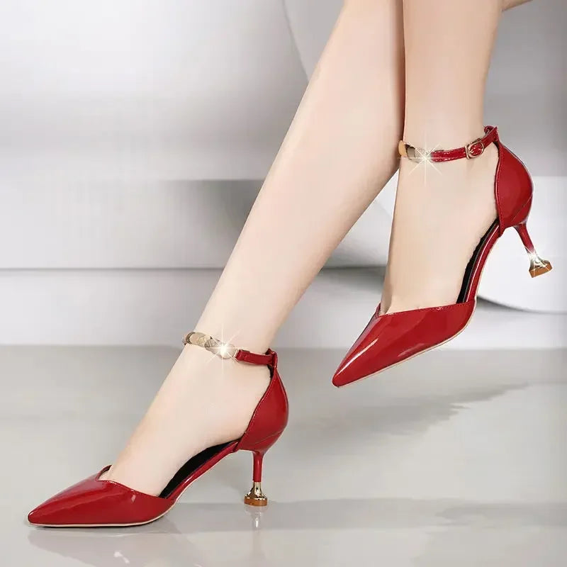 Pointed Toe Buckles Strap Stiletto Heels |  Party Heels